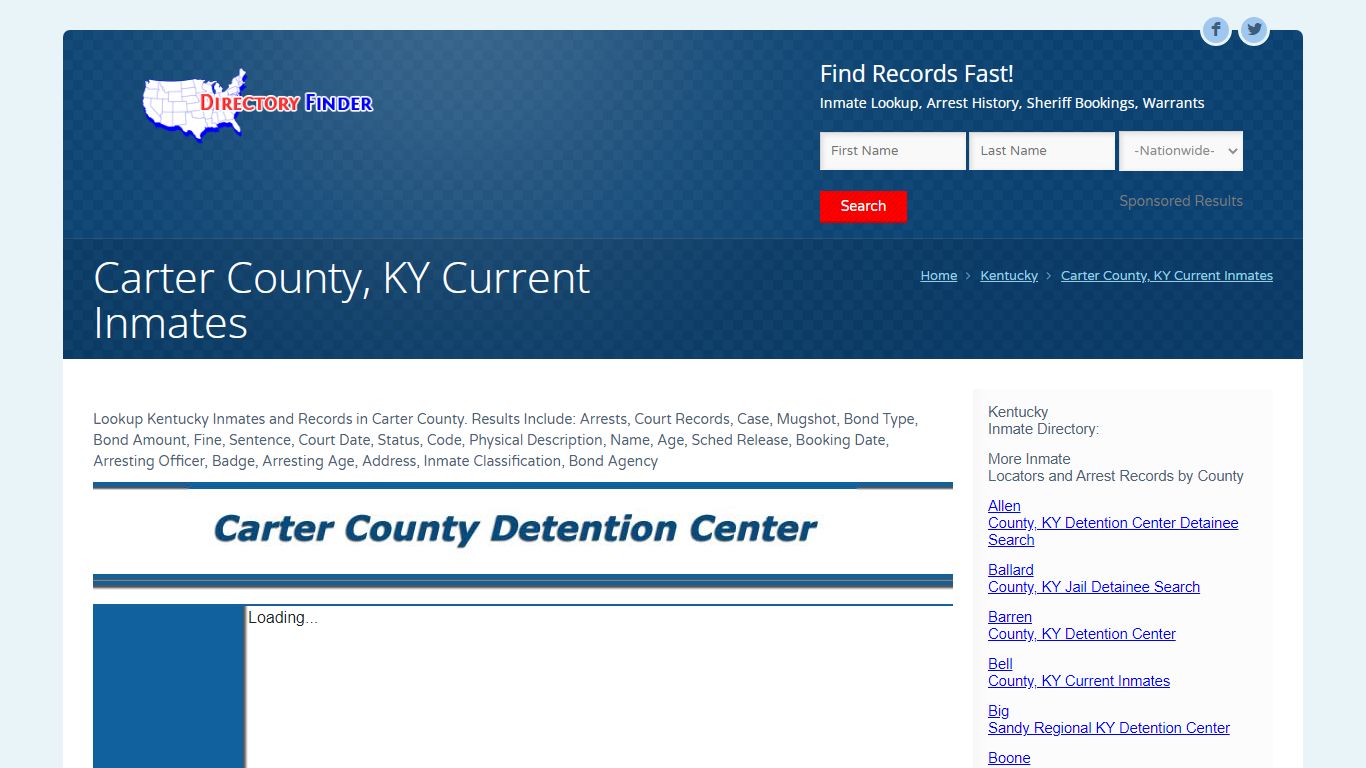 Carter County, KY Current Inmates | People Lookup - USDirectoryFinder